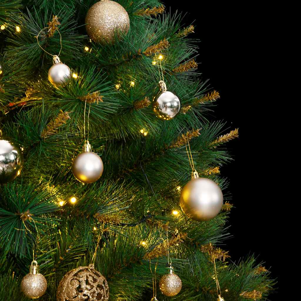 Albero Natale Incernierato con 150 LED e Palline 120 cm