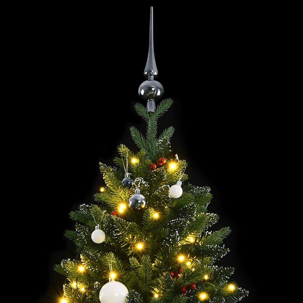 Albero Natale Incernierato con 150 LED e Palline 120 cm
