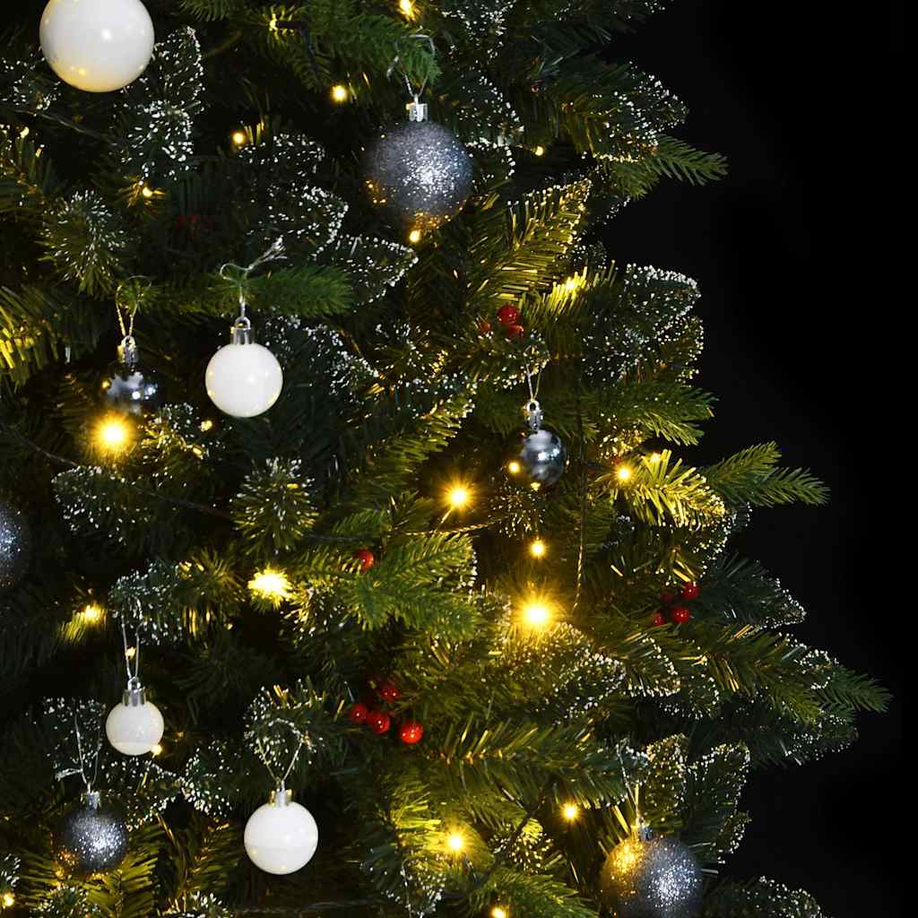 Albero Natale Incernierato con 150 LED e Palline 120 cm