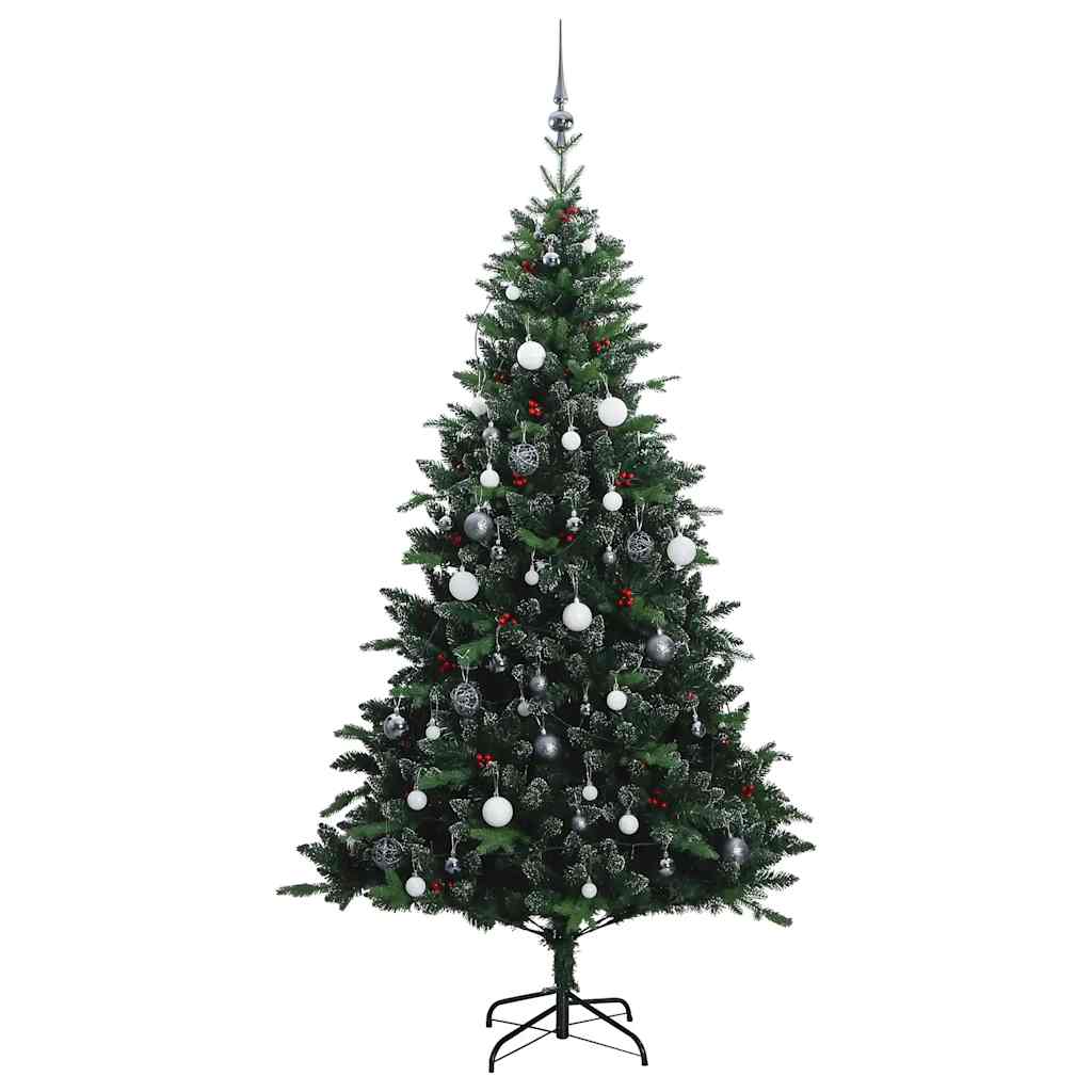 Albero Natale Incernierato con 150 LED e Palline 120 cm