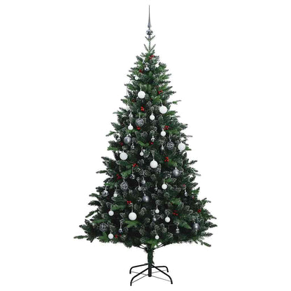 Albero Natale Incernierato con 150 LED e Palline 120 cm