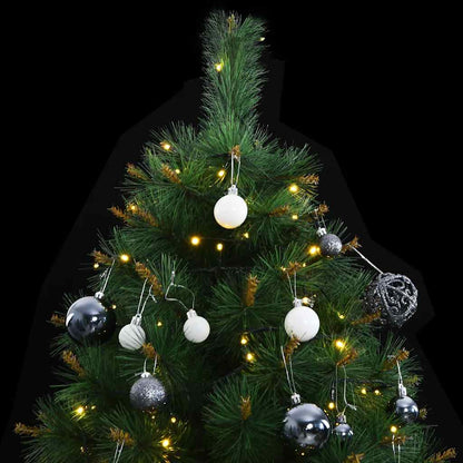 Albero Natale Incernierato con 150 LED e Palline 120 cm