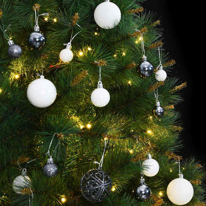 Albero Natale Incernierato con 150 LED e Palline 120 cm