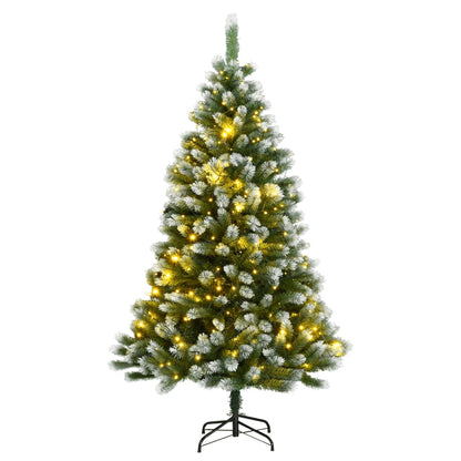 Albero Natale Artificiale Cerniera 300 LED Neve Floccata 240 cm