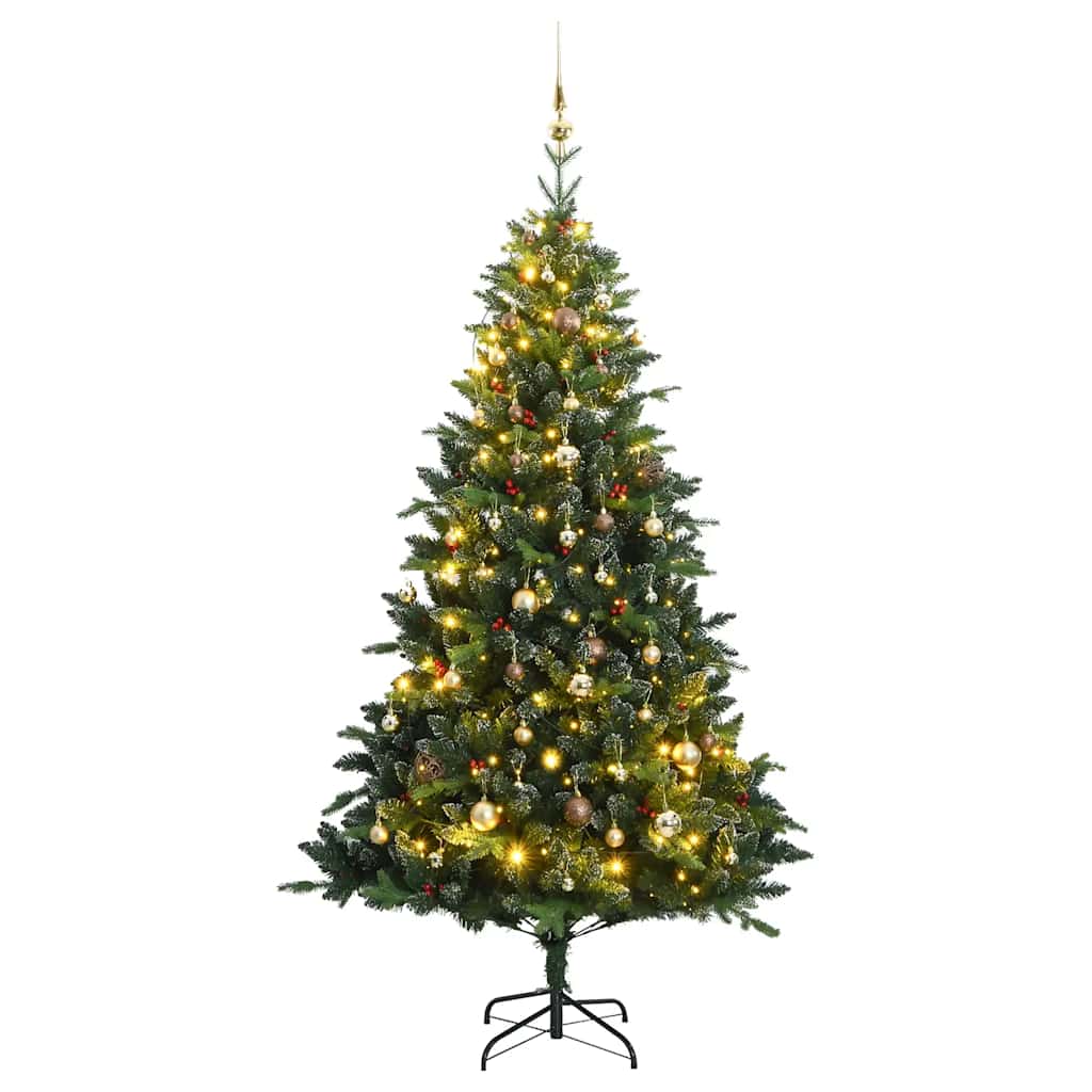 Albero Natale Incernierato con 300 LED e Palline 210 cm