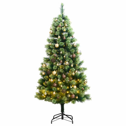 Albero Natale Incernierato con 300 LED e Palline 210 cm