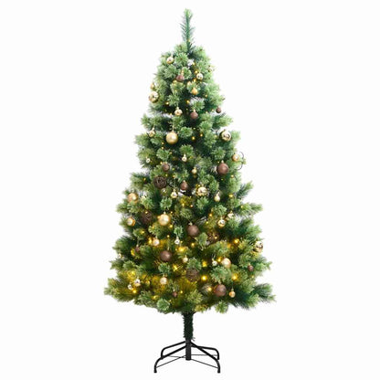 Albero Natale Incernierato con 300 LED e Palline 240 cm