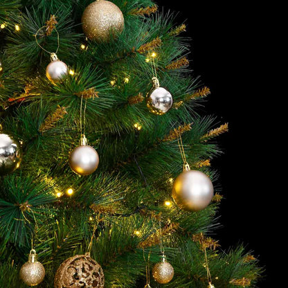 Albero Natale Incernierato con 300 LED e Palline 210 cm