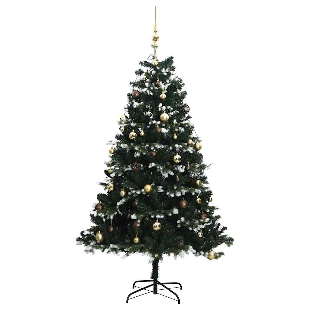 Albero Natale Incernierato con 300 LED e Palline 180 cm