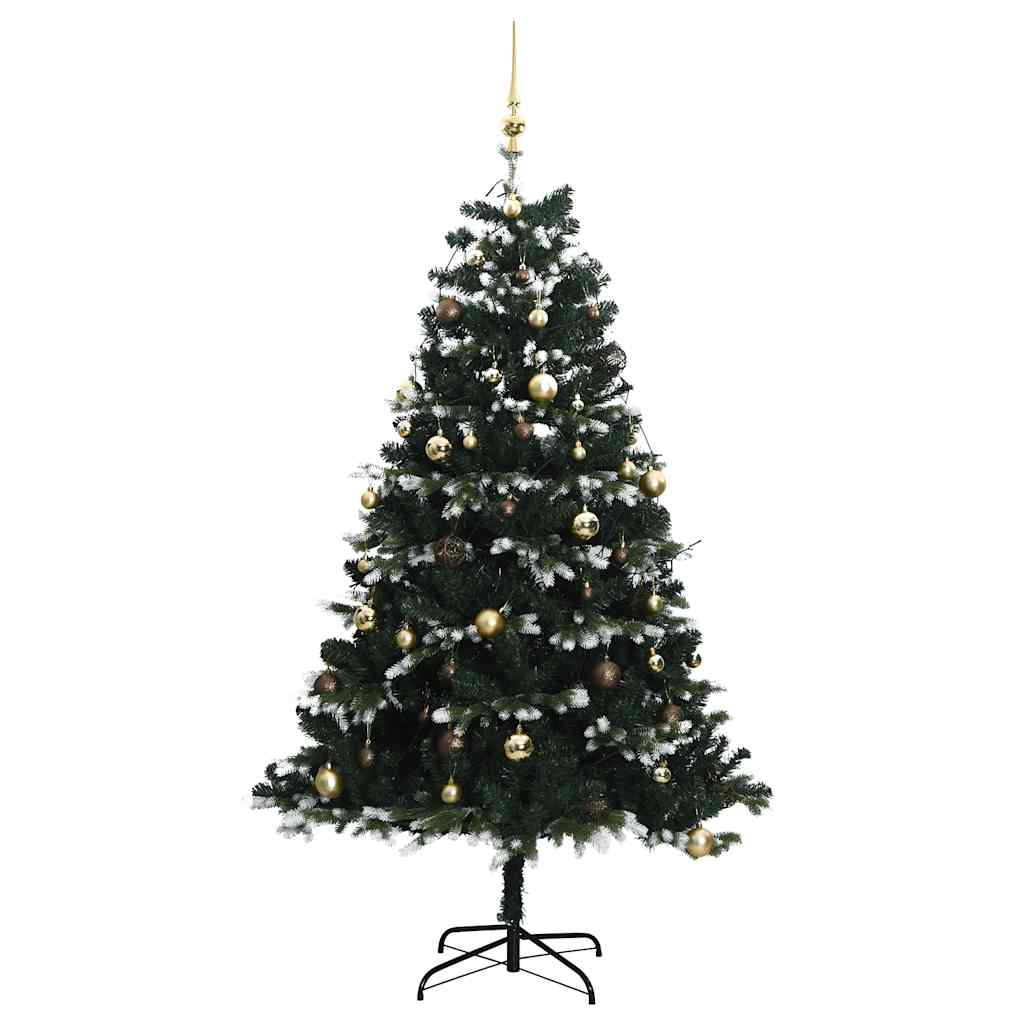 Albero Natale Incernierato con 300 LED e Palline 210 cm