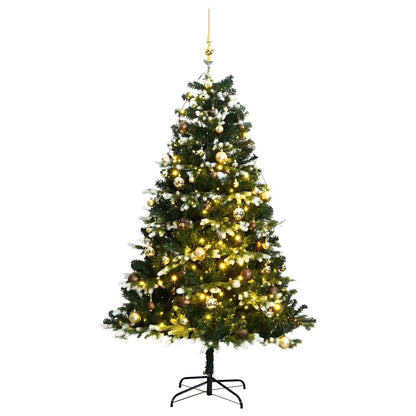 Albero Natale Incernierato con 300 LED e Palline 240 cm