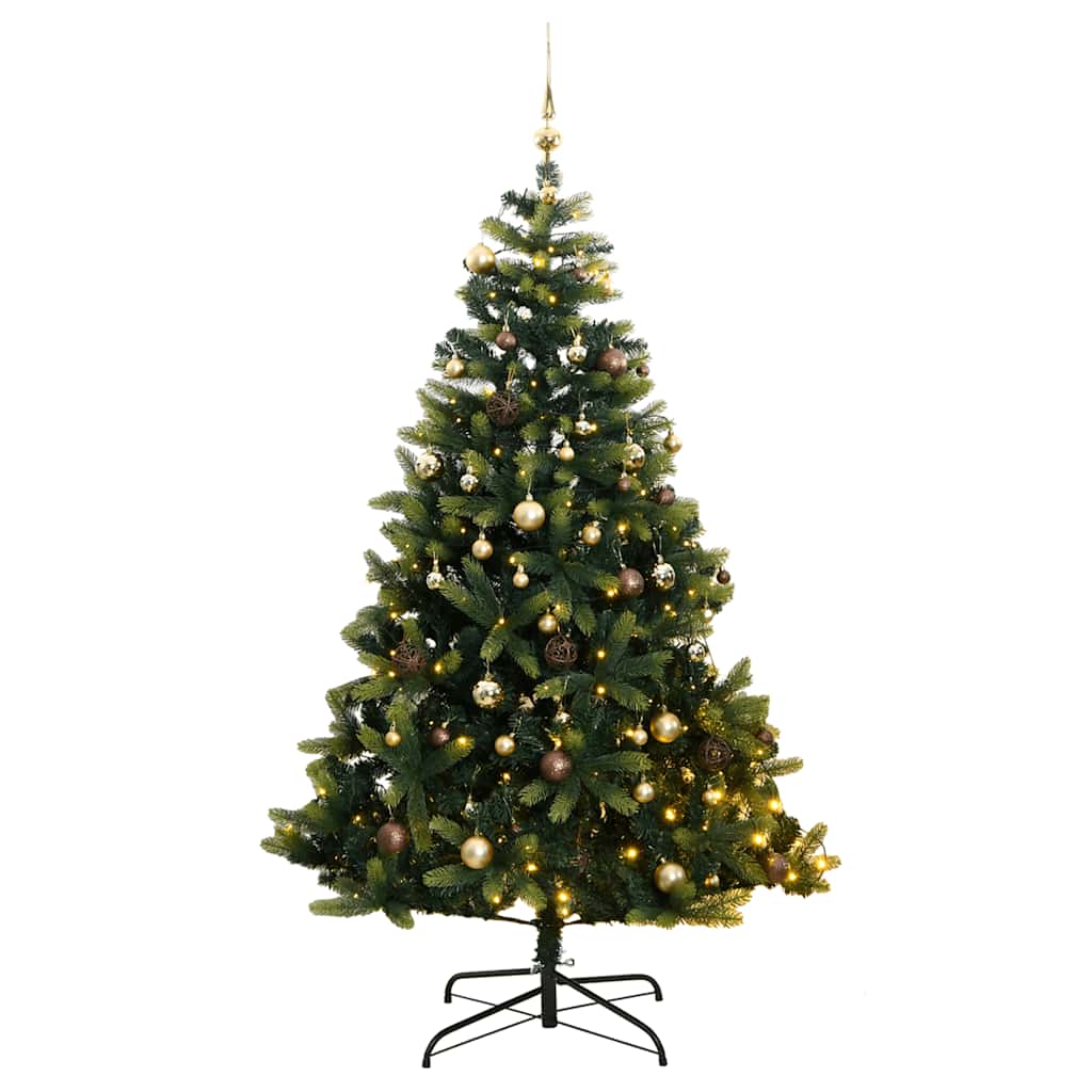 Albero Natale Incernierato con 300 LED e Palline 180 cm