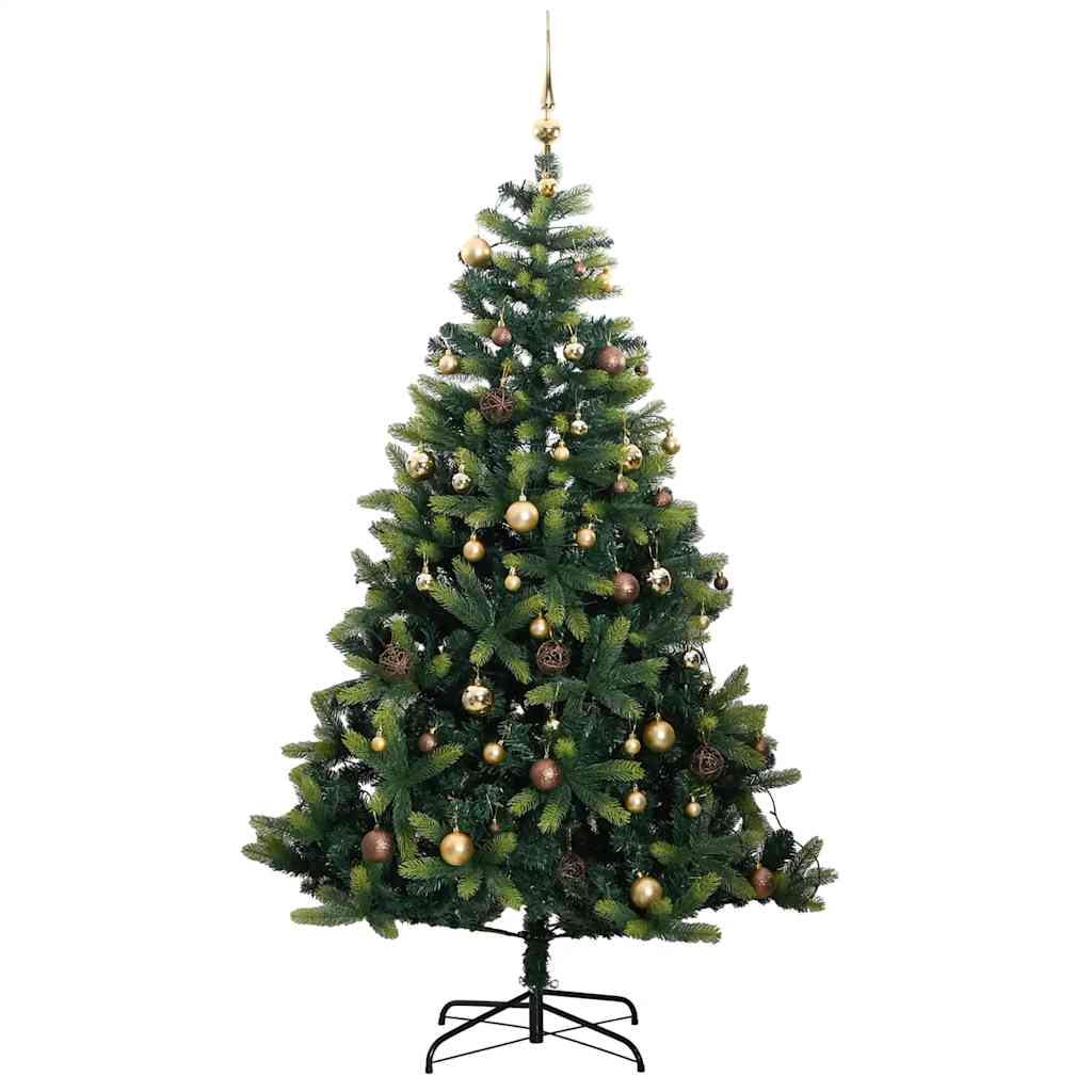 Albero Natale Incernierato con 300 LED e Palline 180 cm