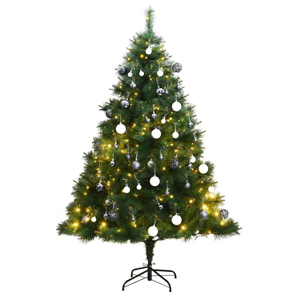Albero Natale Incernierato con 300 LED e Palline 180 cm