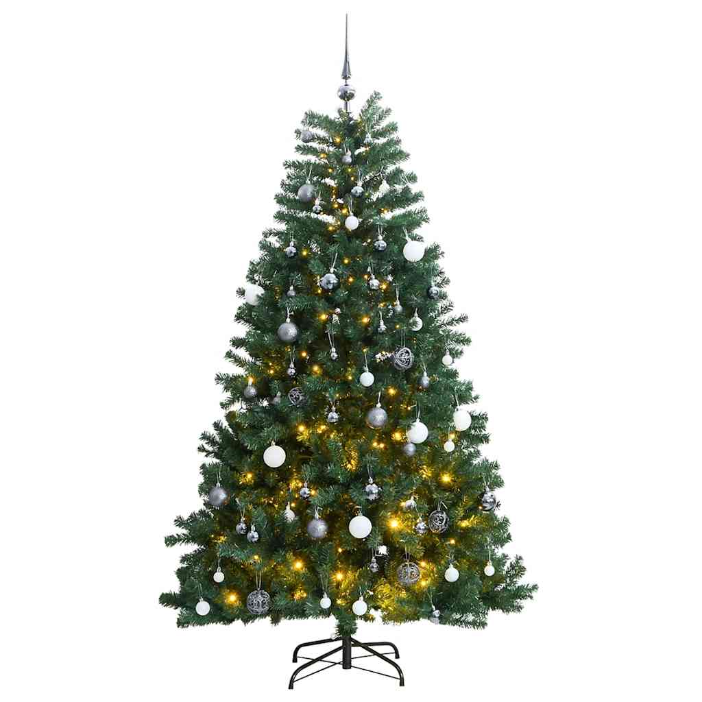 Albero Natale Incernierato con 300 LED e Palline 300 cm