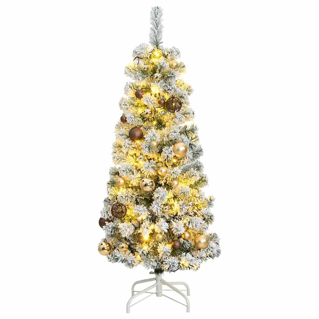 Albero Natale Incernierato con 150 LED e Palline 150 cm