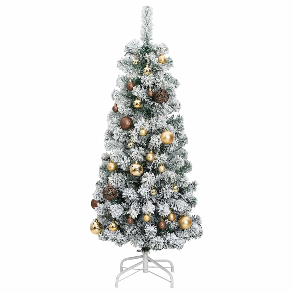 Albero Natale Incernierato con 150 LED e Palline 150 cm