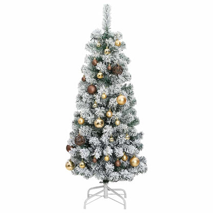 Albero Natale Incernierato con 150 LED e Palline 150 cm