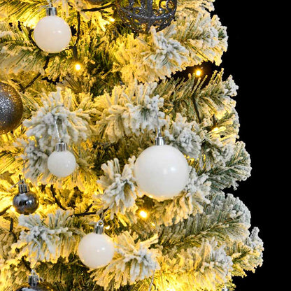 Albero Natale Incernierato con 150 LED e Palline 150 cm