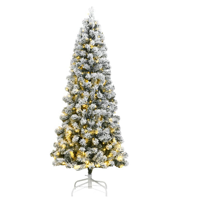 Albero Natale Artificiale Cerniera 300 LED Neve Floccata 180 cm