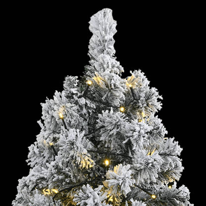 Albero Natale Artificiale Cerniera 300 LED Neve Floccata 180 cm