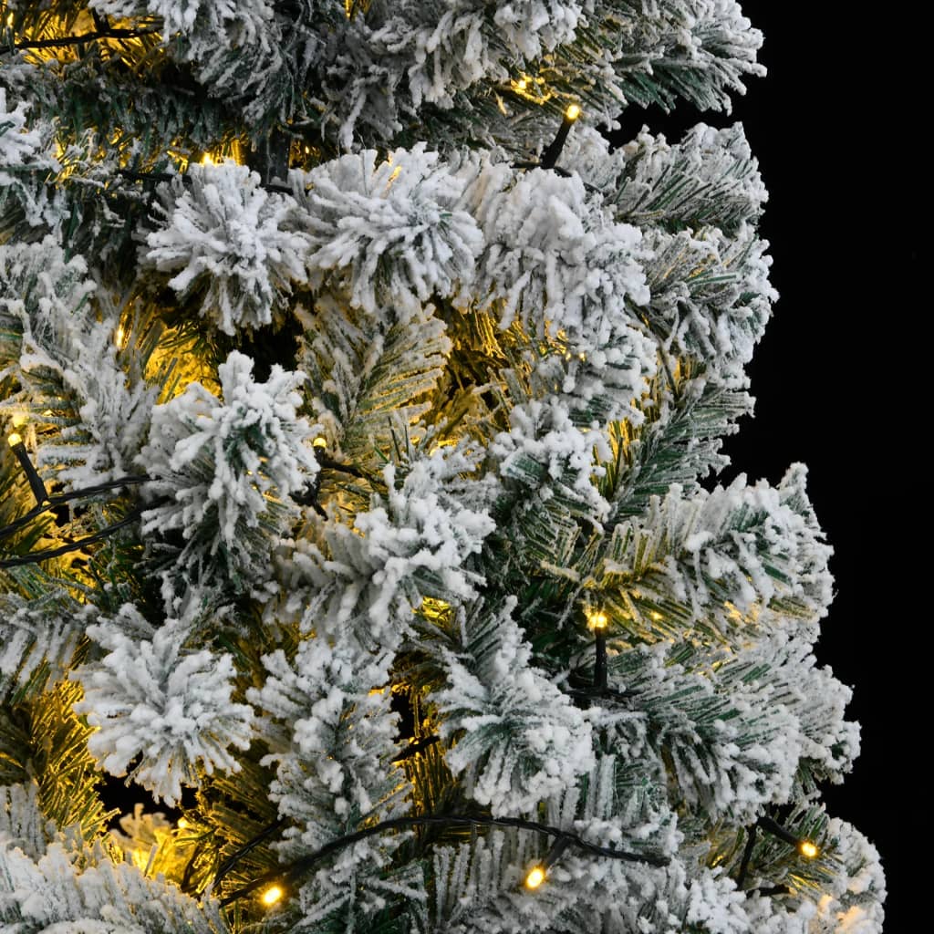 Albero Natale Artificiale Cerniera 300 LED Neve Floccata 180 cm