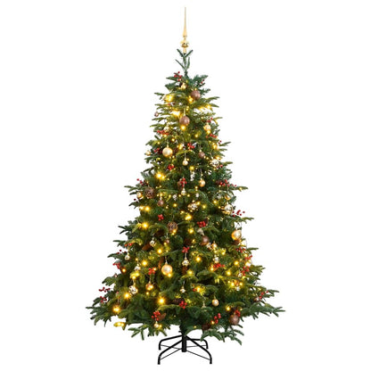 Albero Natale Incernierato con 300 LED e Palline 180 cm