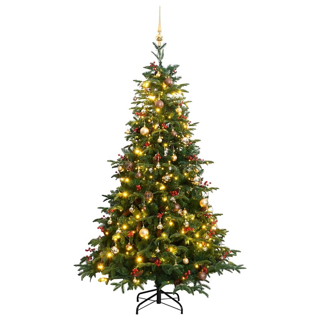 Albero Natale Incernierato con 300 LED e Palline 210 cm