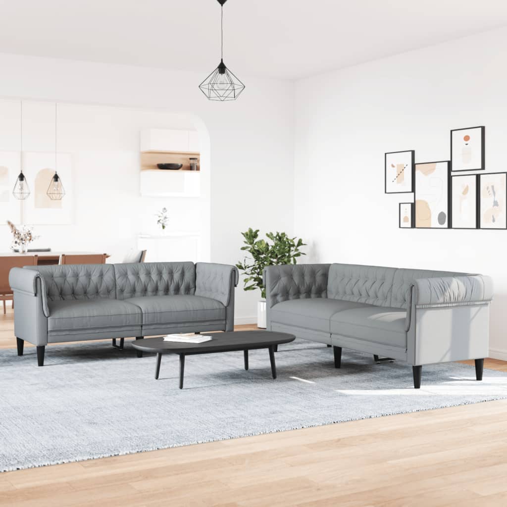 Set di Divani 2 pz Grigio Chiaro in Tessuto