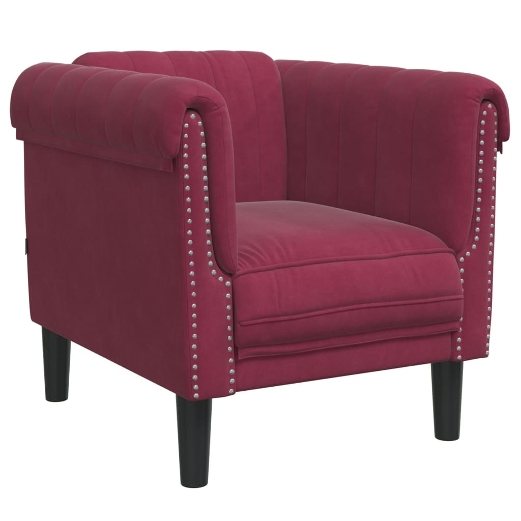 Set di Divani 3 pz Rosso Vino in Velluto