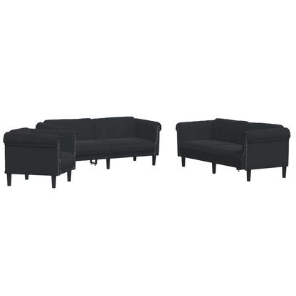 Set di Divani 3 pz Nero in Velluto