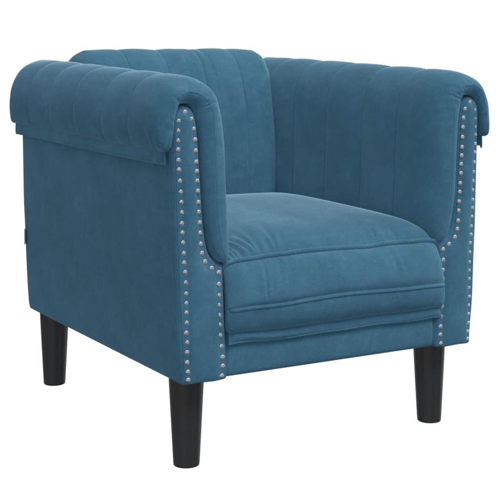 Set di Divani 3 pz Blu in Velluto