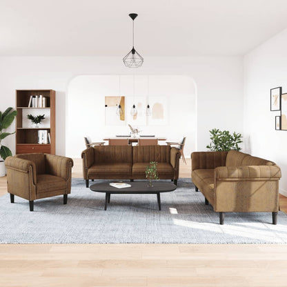 Set di Divani 3 pz Marrone in Velluto