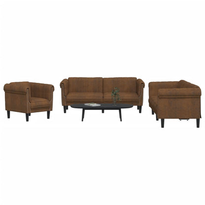 Set di Divani 3 pz Marrone in Velluto