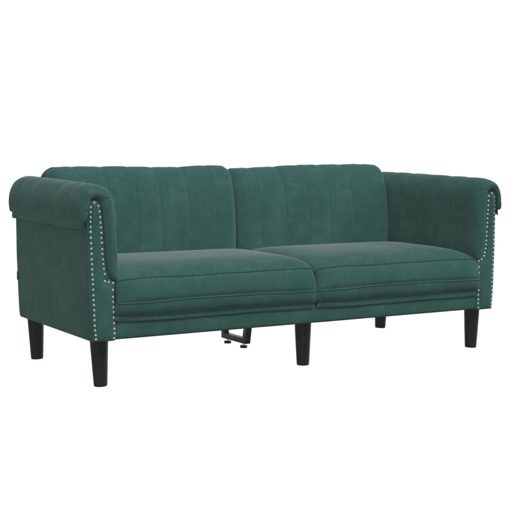 Set di Divani 2 pz Verde Scuro in Velluto