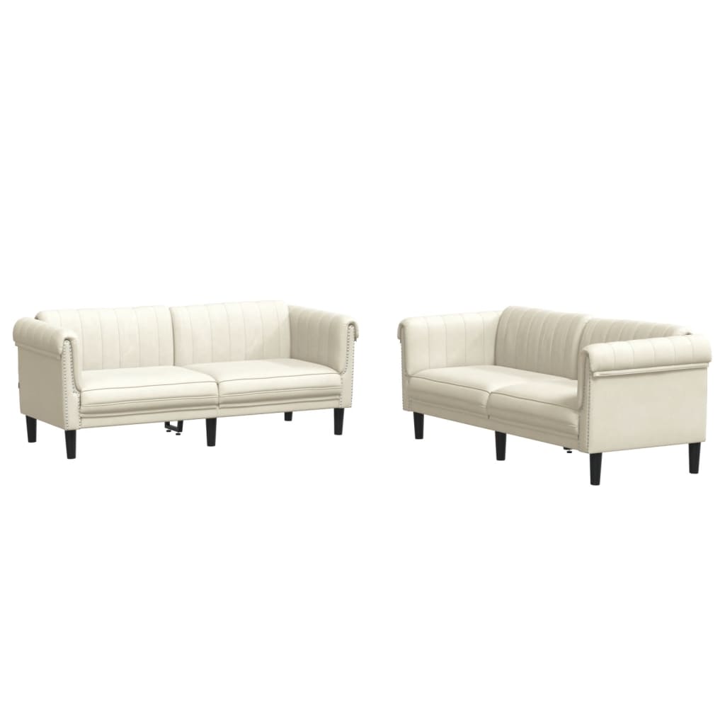 Set di Divani 2 pz Crema in Velluto