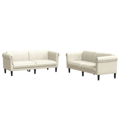 Set di Divani 2 pz Crema in Velluto