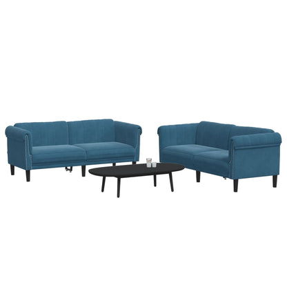 Set di Divani 2 pz Blu in Velluto