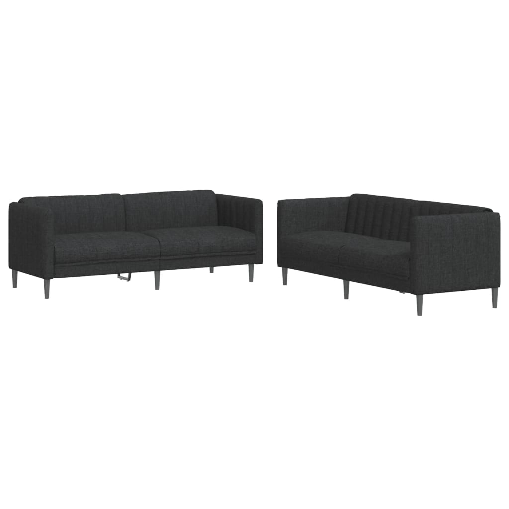 Set di Divani 2 pz Nero in Tessuto