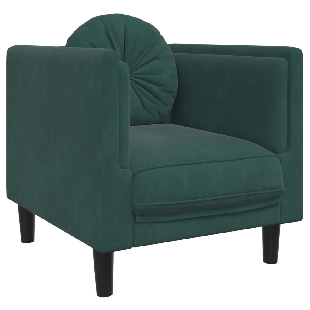 Set di Divani 3 pz con Cuscini Verde scuro in Velluto