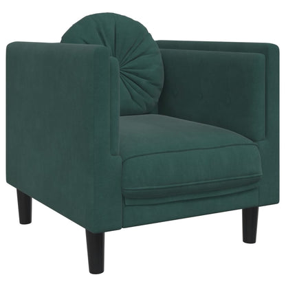 Set di Divani 3 pz con Cuscini Verde scuro in Velluto