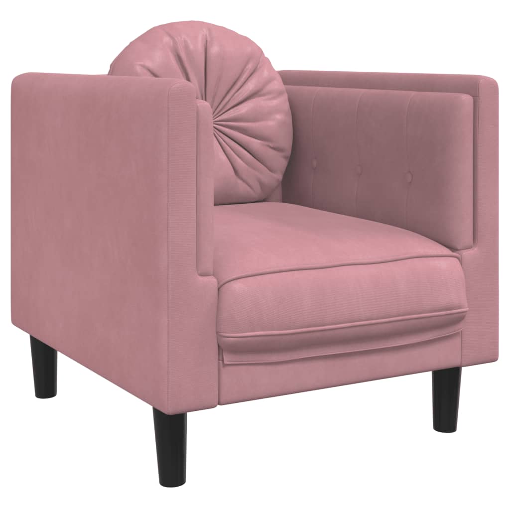 Set di Divani 3 pz con Cuscini rosa in Velluto