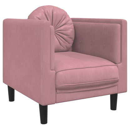 Set di Divani 3 pz con Cuscini rosa in Velluto