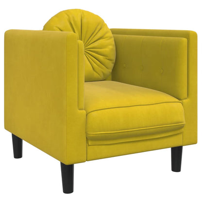 Set di Divani 3 pz con Cuscini giallo in Velluto