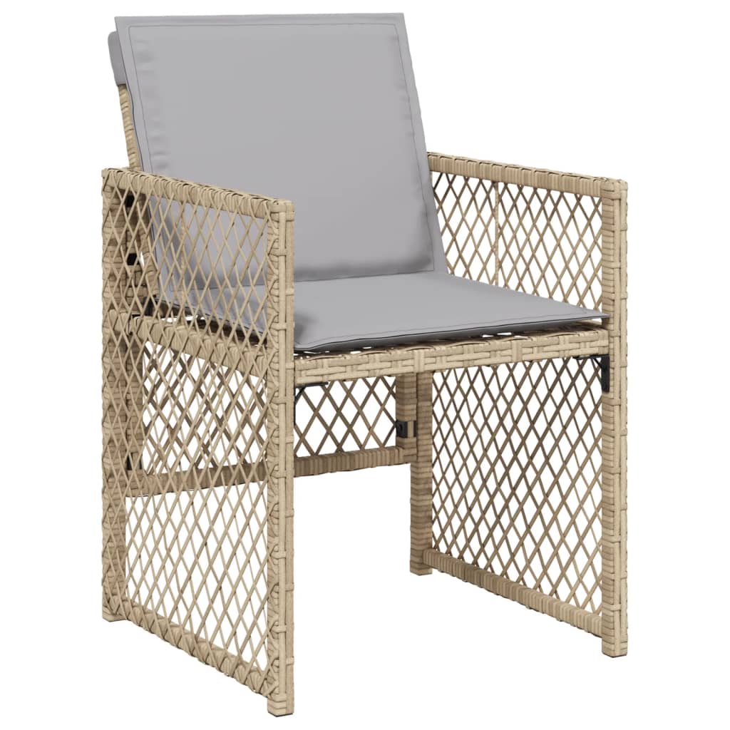 Set Pranzo da Giardino 11 pz con Cuscini Beige Misto Polyrattan