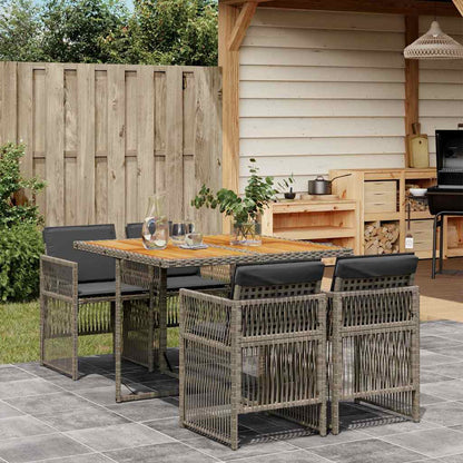 Set da Pranzo da Giardino 5 pz con Cuscini in Polyrattan Grigio