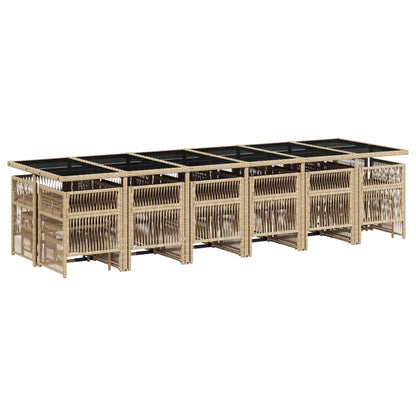 Set Pranzo da Giardino 17 pz con Cuscini Beige Misto Polyrattan