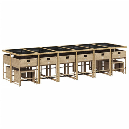 Set Pranzo da Giardino 17 pz con Cuscini Beige Misto Polyrattan