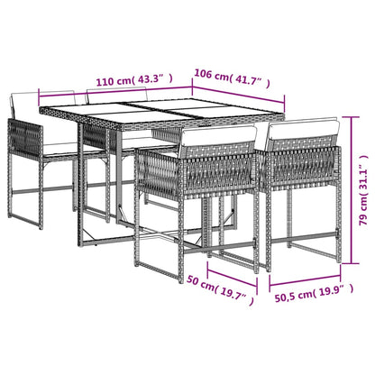 Set Pranzo da Giardino 5 pz con Cuscini Beige Misto Polyrattan
