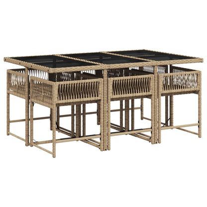 Set Pranzo da Giardino 7 pz con Cuscini Beige Misto Polyrattan